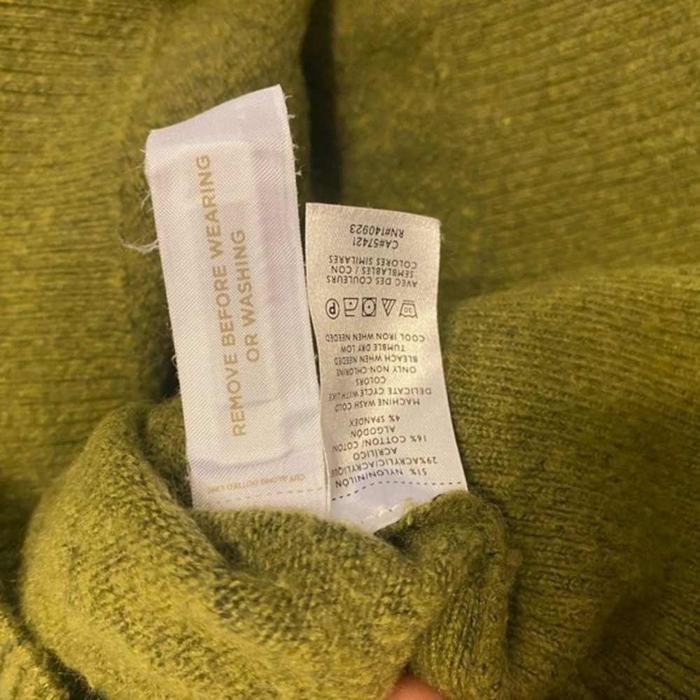 LOFT Olive Green V Neck Sweater with Button Derails, L - Picture 4 of 7